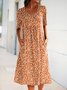 Vacation Crew Neck Printed Polyester Fibre Floral Dress