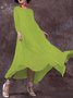 Casual Solid Round Neck Big Hem Dress Summer Dress