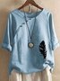 Half Sleeve Loosen Printed Cotton Round Neck T-shirt