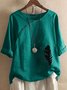 Half Sleeve Loosen Printed Cotton Round Neck T-shirt