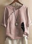 Half Sleeve Loosen Printed Cotton Round Neck T-shirt