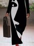 Regular Fit Printed V Neck Cotton Blends Fall Dress