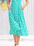 Cotton Blends Floral Boho Loosen Floral Dress