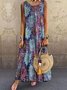 Graphic Round Neck Loosen Boho Dress