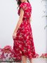 Floral Deep V Casual Cotton Blends Summer Dress