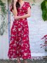 Floral Deep V Casual Cotton Blends Summer Dress