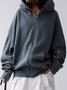 Plain Hooded Cotton Blends Loosen Casual Coats