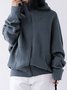 Plain Hooded Cotton Blends Loosen Casual Coats