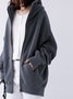 Plain Hooded Cotton Blends Loosen Casual Coats