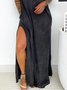 Vintage Round Neck Jersey Casual Dress