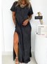 Vintage Round Neck Jersey Casual Dress