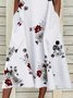 Casual Printed Crew Neck Cotton Blends Floral Dress