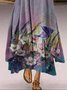 V Neck Cotton Blends Loosen Floral Dress