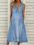 V Neck Plain Regular Fit Casual Casual Dress