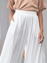 Ruched Cotton Blends Casual Pants