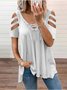Solid Casual V Neck T-shirt