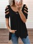 Solid Casual V Neck T-shirt
