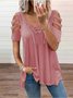Solid Casual V Neck T-shirt
