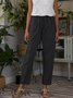Loosen Solid Cotton Blends Pants