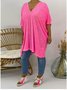 V Neck Boho Plain T-shirt