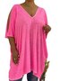 V Neck Boho Plain T-shirt