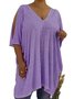 V Neck Boho Plain T-shirt