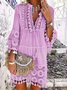 Plain Notched Regular Fit Boho Dress