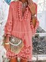 Plain Notched Regular Fit Boho Dress
