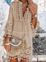 Plain Notched Regular Fit Boho Dress