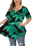 V Neck Loosen Printed Casual T-shirt
