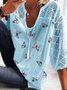 Loosen Casual V Neck Printed Shirt & Blouses