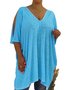 V Neck Boho Plain T-shirt