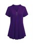V Neck Plain Casual T-shirt