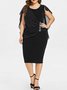 Regular Fit Solid Crew Neck Eyelet Casual Dress