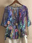 Half Sleeve Floral Casual Cotton Blends T-shirt