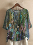 Half Sleeve Floral Casual Cotton Blends T-shirt