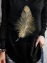 Animal Jersey V Neck Loosen Long Sleeve Top