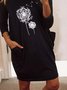 Plants Crew Neck Casual Casual Dress