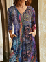 Loosen V Neck Casual Floral Fall Dress