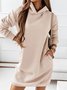 Cotton Blends Loosen Hooded Casual Fall Dress