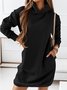 Cotton Blends Loosen Hooded Casual Fall Dress
