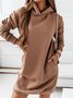 Cotton Blends Loosen Hooded Casual Fall Dress