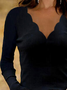 Casual Jersey V Neck Regular Fit Long Sleeve Top