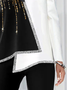 Party V Neck Color Block Loosen Long Sleeve Top