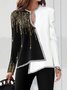 Party V Neck Color Block Loosen Long Sleeve Top