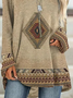 Geometric Casual Cotton Blends Long Sleeve Top