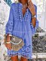 Plain Notched Regular Fit Boho Dress