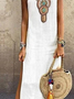 Simple Tribal V Neck Linen Boho Dress