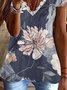 V Neck Regular Fit Casual Floral T-shirt