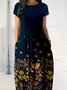 Crew Neck Regular Fit Floral Floral Dress